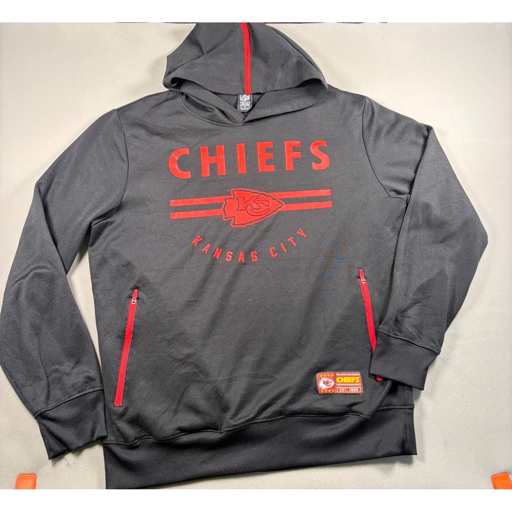 NFL Team Apparel Kansas City Chiefs Hoodie Mens Medium Black Red Pullover Sweat